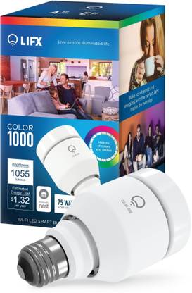 LIFX Color 1000 Bulb 2nd Gen, No Hub required, Works with Alexa, WiFi enabled, Multicolor, Dimmable Smart Bulb