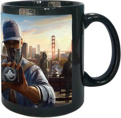 Arkist watch dogs 2 dedsec wallpaper Black Ceramic Coffee Mug