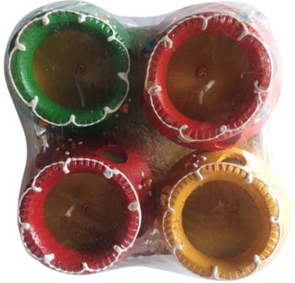 FUNCART 4 colorful diyas for diwali Candle