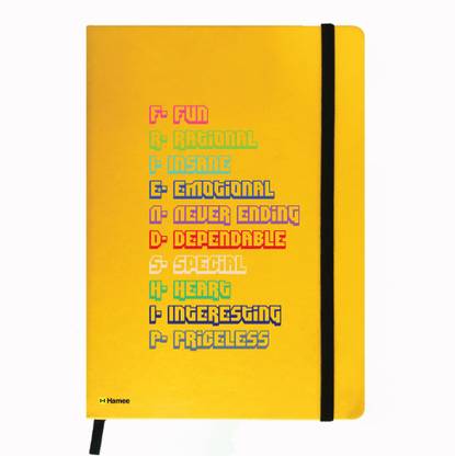 Hamee Friendship Day Special Friends Theme Designer Printed Black Leather A5 Notebook - 200 pages, A5 size Friendship Full Form A5 Notebook Ruled 200 Pages