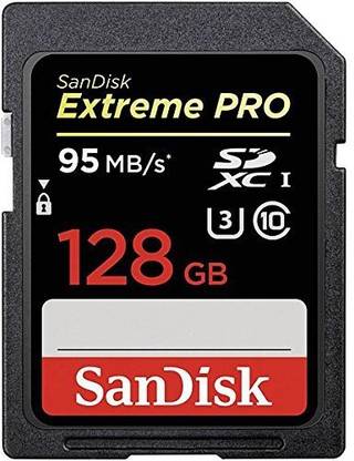 SanDisk 128G EXTREME PRO 128 GB SDXC Class 10 95 MB/s  Memory Card Compatible with Camera