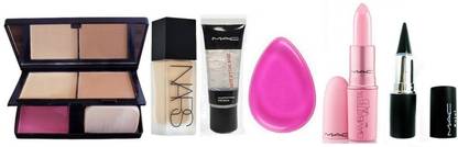M.A.C Lady Gaga Compact & Foundation & primer Gel & Puff & Real Doll Lipstick & Kajal
