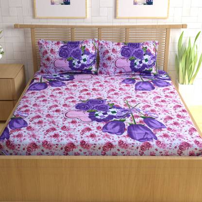 Divine Casa 104 TC Cotton Queen Printed Flat Bedsheet