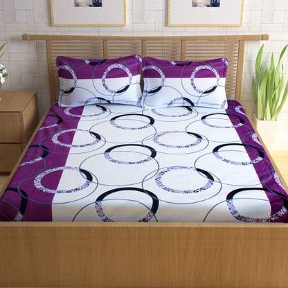 Curl Up 104 TC Cotton Queen Printed Flat Bedsheet