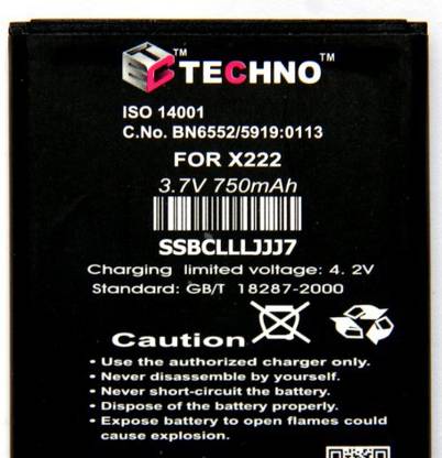 TECHNO Mobile Battery For  MICROMAX 850 maH X222