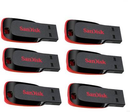 SanDisk Cruzer Blade Pack of 6 32 GB Pen Drive Compatible with Netbook, Desktop Computer, Laptop USB 2.0 Plastic Case