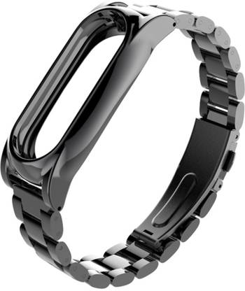 SHOPIZONE Replacement Black stainless steel Metal Chain Band strap for MiBand2 Smart Watch Strap