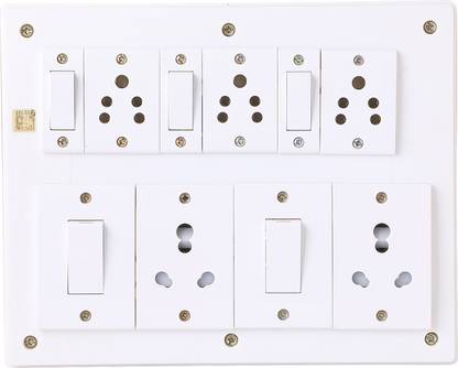 Shri Krishna Bahul power strip extension multi outlet board Fitted with 2 Anchor Switches(15 Amp) And 2 Anchor Sockets(15 Amp)& 3 Anchor Switch(5 Amp) with 3 Anchor Socket(5 Amp) with 4 metre Chord 5  Socket Extension Boards