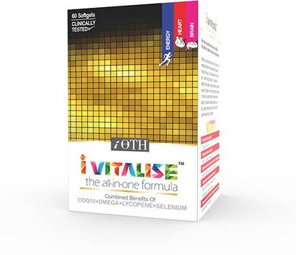 iOTH iVitalise - Mega Formulation of COQ10 (COENZYME Q10) + Omega + Lycopene + Selenium for Broad Spectrum Health Benefits