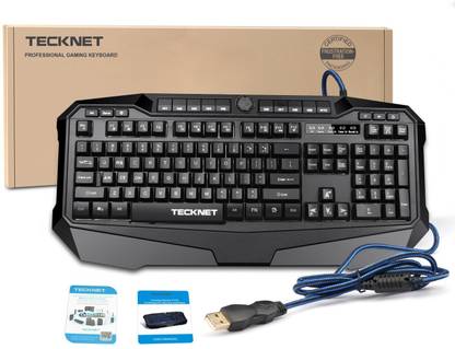 TECKNET X702 Gryphon Illuminated Programmable Gaming Keyboard Wired USB Standard Gaming Keyboard Compatible with Desktop, Laptop, Mac