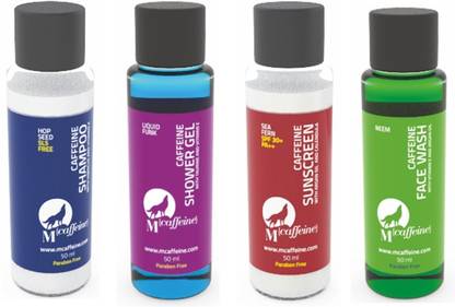 mCaffeine Four Season Care Kit - (Shampoo, Face Wash, Sunscreen, Shower Gel)
