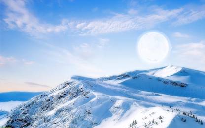 Ice Mountain With Moon poster Paper Print
