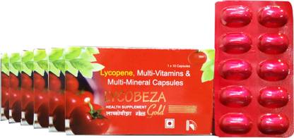 Lycobeza Gold Multivitamins For Adults 40+ & 50+ Age | Lycopene + Antioxidants + Lactic Acid Bacillus + Vitamins & Minerals Capsules