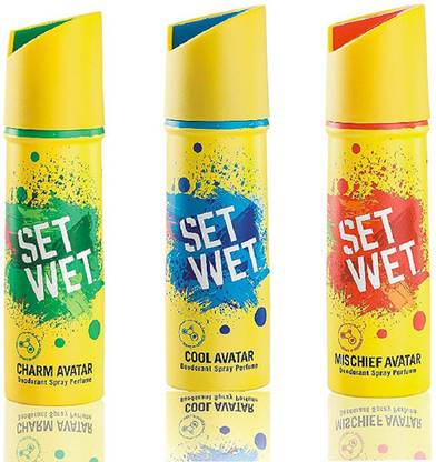 SET WET CHARM + COOL +MISCHIEF Deodorant Spray  -  For Men