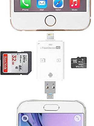 SEC i-Flash Device HD TF & SD Memory Card Reader Adapter USB 8 Pin Memory Stick Card Reader