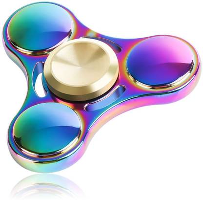 VibeX ™ Fidget Spinner Metal Hand Spinner, Mini Sized Tri-Spinner Colorful Stainless Steel Removable Bearing
