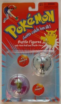 Hasbro Pokemon Battle Figures - Butterfree and Metapod - with Poke Ball and Battle Discs