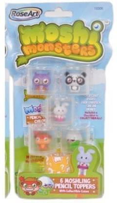 Rose Art Moshi Monsters Moshlings Pencil Toppers- Chop Chop, Pooky, Profx, Shi Shi & Honey