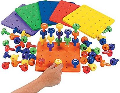 FUN EXPRESS Stack It Peg Game With Board Occupational Therapy Autism Fine Motor Skills Party & Fun Board Game