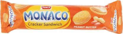 PARLE Monaco Cracker Sandwich Peanut Butter Cream Filled Biscuit
