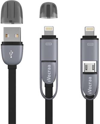 iVoltaa Lightning Cable 2 A 1 m ABS Plastic, Polycarbonate Micro & Lightning 2in1 Sync & Charge