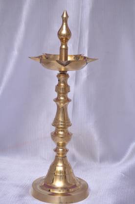 Neelkanth Rudraksha Samai oil lamp - Big Brass Table Diya