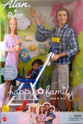 MATTEL Barbie - Happy Family - Alan & Ryan Dolls - Dad & Son w/Stroller (2002)