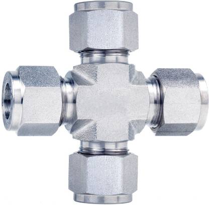 Ks lok Union Cross, Stainless Steel 304, Om Tubes Tube Fitting 8mm (Pack of 3) 4-Way Cross Pipe Joint