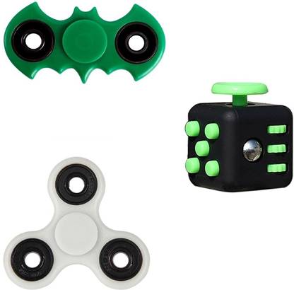 VibeX ® Fidget Set - Fidget Cube, Tri-Spinner, and Batman Spinner