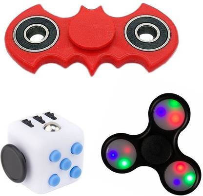 VibeX ® Spinner Trio Set 1 Focus Cube 1 Batman Style spinner 1 Led Light up Spinner