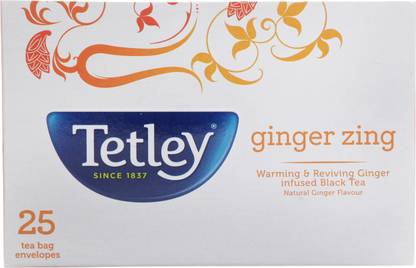 Tetley Ginger Zing Black Tea Bags Box