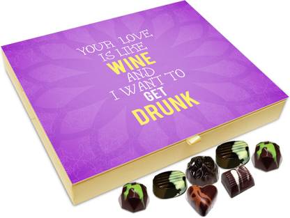 Chocholik Gift Box - Your Love Is Wine And I Want To Get Drunk Chocolate Box - 20pc Truffles
