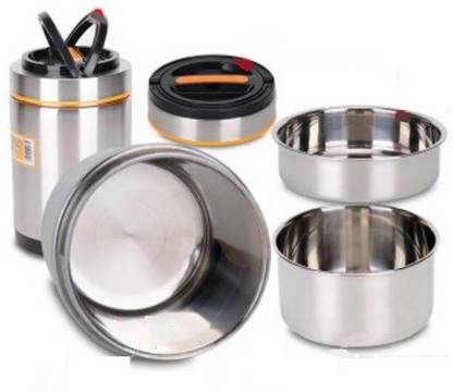 VibeX ® Index Living 1.9L Multifunctional Stainless Steel Heat Preservation Portable Pot 3 Containers Lunch Box