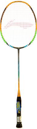 LI-NING US-978 (String Tension Up to 35 LBS) Gold, Grey Strung Badminton Racquet