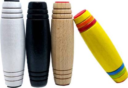EMOB Wooden Desktop Flip Table Top Rolling Gyro Fidget Stick toy with Pack of 4