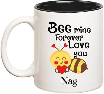 CHANAKYA Nag Bee mine Forever Inner Black Love Name Coffee Ceramic Coffee Mug