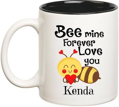 HUPPME Love You Kenda Bee mine Forever Inner Black Ceramic Coffee Mug