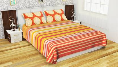 Bichauna by Creative Portico Cotton Double Striped Fitted (Elastic) Bedsheet