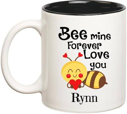 HUPPME Love You Rynn Bee mine Forever Inner Black Ceramic Coffee Mug