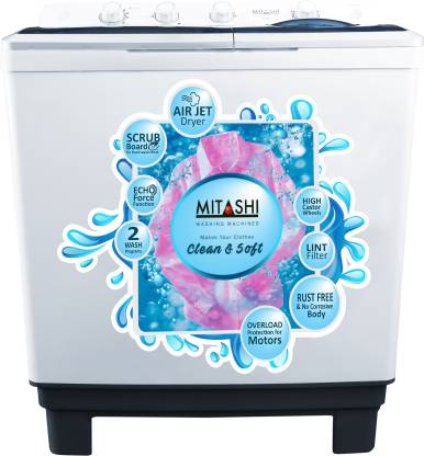 MITASHI 9.8 kg Semi Automatic Top Load Washing Machine Silver