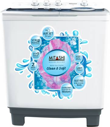 MITASHI 8.5 kg Semi Automatic Top Load Washing Machine White, Grey