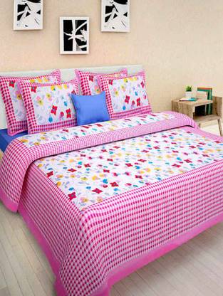 JAI NARAYANI ENTERPRISES Cotton Queen Flat Printed Bedsheet