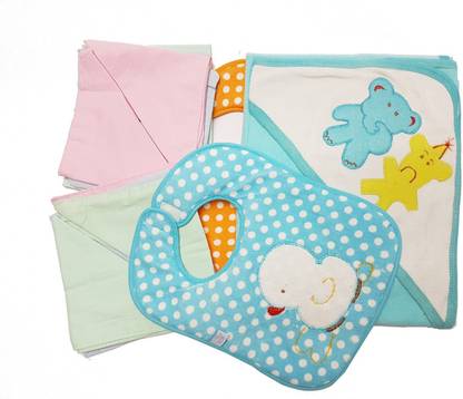 GoodStart Multicolored Cotton Self Sticking Strap Baby Bibs