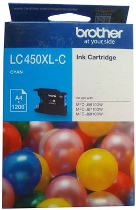 brother LC450 XL- C Cyan Original Cartridge Box Pack For Brother MFC- J5910DW MFC- J6710DW MFC- J6910DW Printers Cyan Ink Cartridge