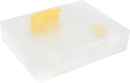 Pinzo 1 Compartments Plastic Transparent Paper Document Box with 2-Hole Easy Filing Mechanism