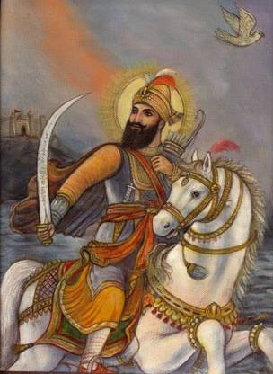 ravgar Dashmesh Pita Shri Guru Gobind Singh Ji Religion 12 by 16-Inch Rolled Canvas Art Painting with White Accent Border Canvas 16 inch x 12 inch Painting