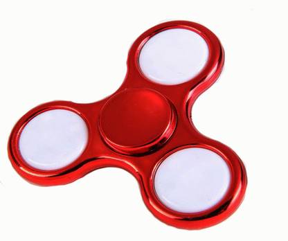 EMOB LED Light Touch Sensor Aluminum Alloy Metal Fidget Hand Spinner Toy with 20 Random Pattern-Red