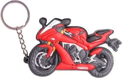 2 RUBBER YAMAHA MOTORCYCLE KEYCHAIN KEY RING  RED 