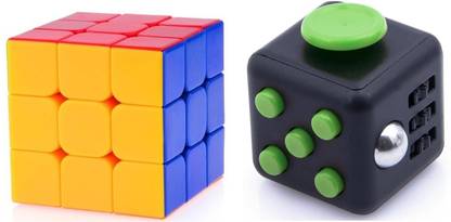 Mayatra's Best quality Anti Stress Fidget Cube, Reduces Stress and Anxiety for Children and Adults toy and 3X3X3 Stickerless cube combo 2pcs (Multicolor)