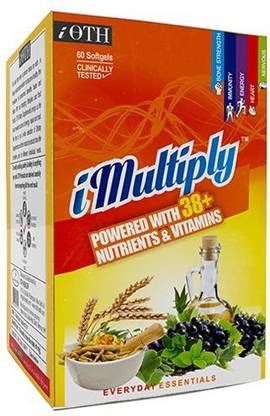 iOTH iMultiply- Multivitamin for men and women: Extravagant Blend of 38+ Vitamins, Minerals, Antioxidants and Exotic Herbs for All-Round Healthcare - Massive ORAC Number - Enhanced Bioavailability - Promotes Heart Health, Maintains Bone Density - Improves Physical Performance. 60 Softgels